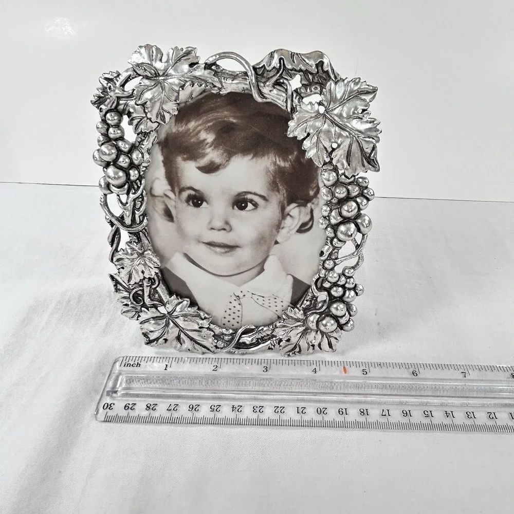 Arthur Court Pewter Silver Picture Frame Grapevines Vintage 1998 Grapes Leaves
